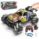 Mașină cu telecomandă Spray Stunt Car 1:16 (cu efect de eșapament și roți cu role)