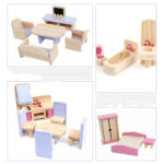Casuta papusi cu mobilier din lemn - imagine 3