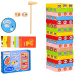 Joc Jenga Beech din lemn cu Animale, 51 piese - imagine 2