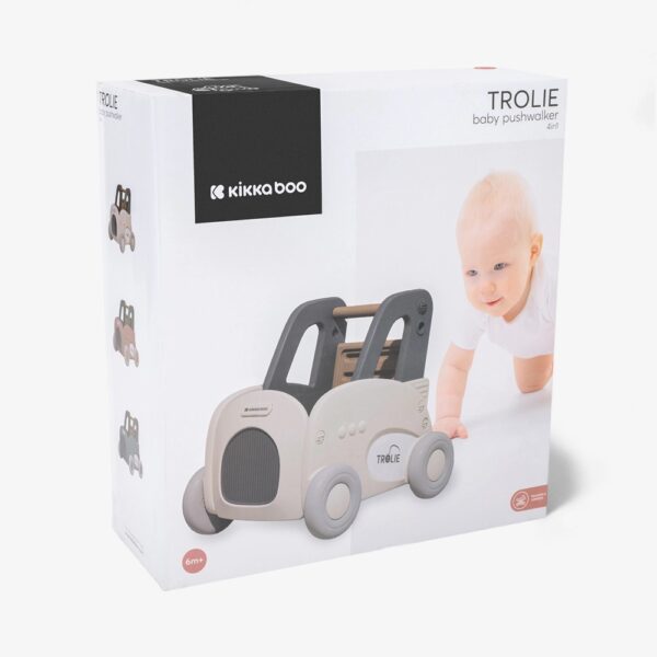 Cărucior-antemergator Kikkaboo 4 în 1 TROLIE 2 Beige - imagine 8