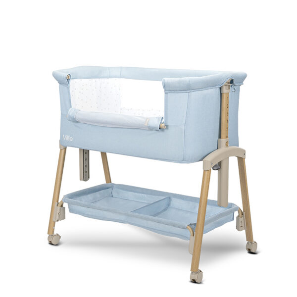Кроватка приставная Lorelli MILLIE Blue/wooden effect — изображение 3