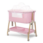 Кроватка приставная Lorelli MILLIE Pink/wooden effect