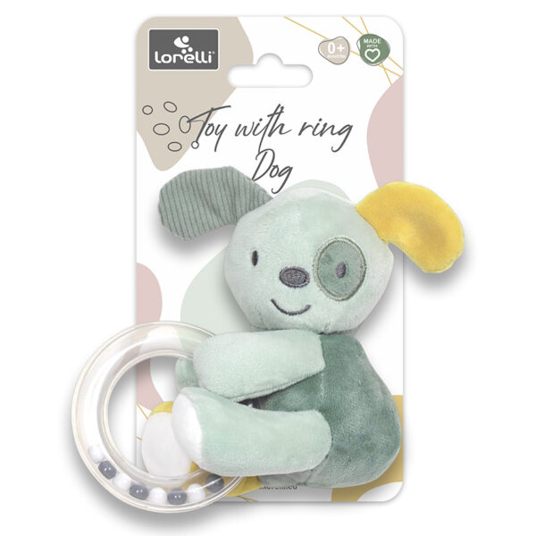 Плюшевая погремушка с колечком Lorelli DOG GREEN — изображение 2