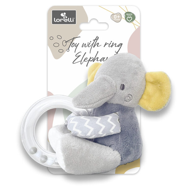 Плюшевая погремушка с колечком Lorelli ELEPHANT GREY — изображение 2