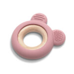 Jucarie de dentitie din silicon si lemn de fag Lorelli BEAR Deep Pink - imagine 2