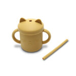 Силиконовая кружка с ручками и трубочкой Lorelli Yellow — изображение 2