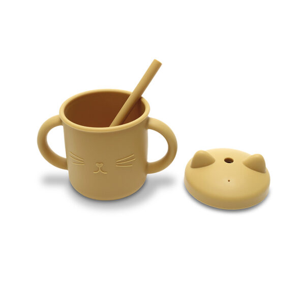 Силиконовая кружка с ручками и трубочкой Lorelli Yellow — изображение 3
