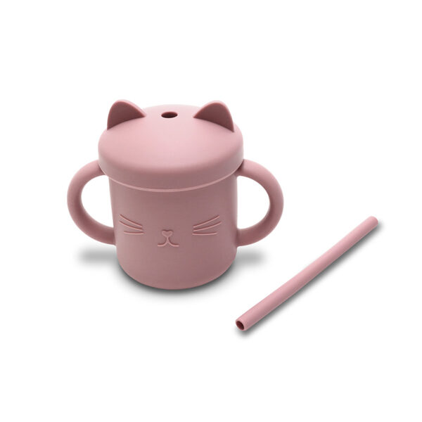 Силиконовая кружка с ручками и трубочкой Lorelli Deep Pink — изображение 2