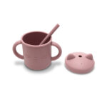 Силиконовая кружка с ручками и трубочкой Lorelli Deep Pink — изображение 3