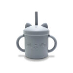 Силиконовая кружка с ручками и трубочкой Lorelli Grey