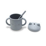 Силиконовая кружка с ручками и трубочкой Lorelli Grey — изображение 3