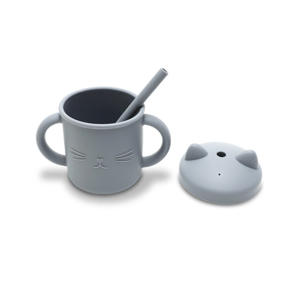 Силиконовая кружка с ручками и трубочкой Lorelli Grey — изображение 3