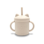 Cana din silicon cu manere si pai Lorelli BEIGE