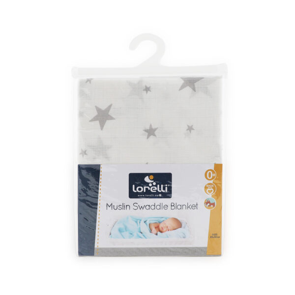 Пледик Lorelli Muslin Swaddle Blanket 80x80 cm, Grey Dots /10340091909/ - imagine 3