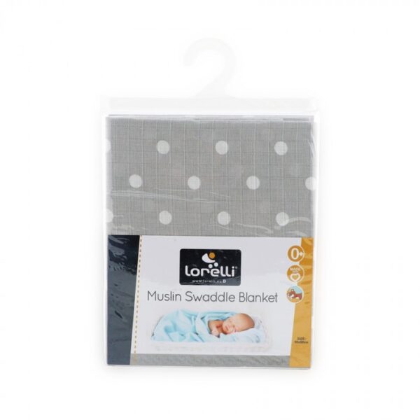 Пелёнка Lorelli Muslin Swaddle Blanket 80x80 cm, Grey Dots — изображение 3