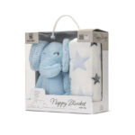 Păturică cu jucărie moale Lorelli HAPPY BLUE ELEPHANT - imagine 5