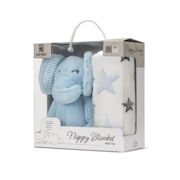 Păturică cu jucărie moale Lorelli HAPPY BLUE ELEPHANT - imagine 5
