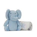 Păturică cu jucărie moale Lorelli HAPPY BLUE ELEPHANT
