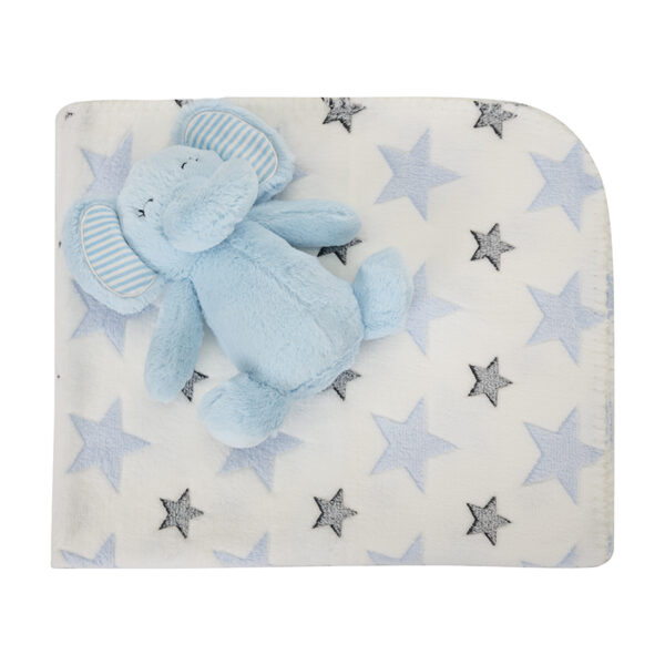 Păturică cu jucărie moale Lorelli HAPPY BLUE ELEPHANT - imagine 2