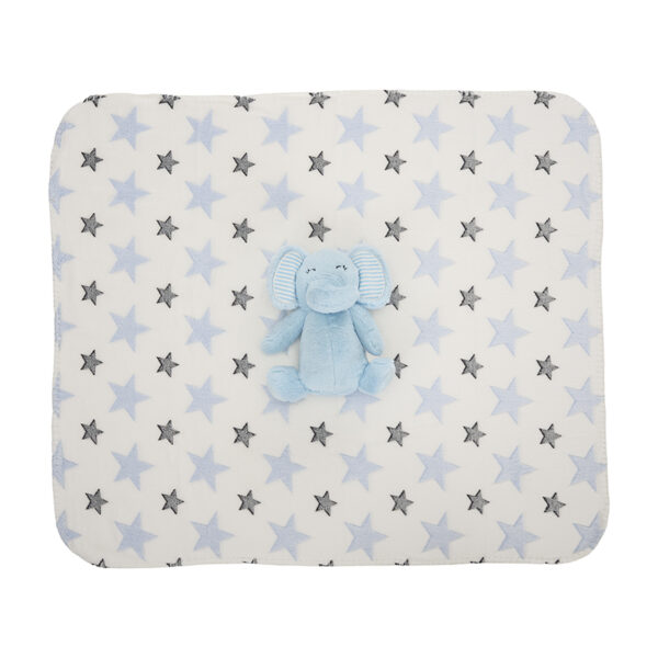 Păturică cu jucărie moale Lorelli HAPPY BLUE ELEPHANT - imagine 3
