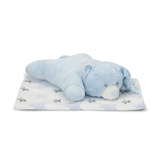 Păturică cu pernuță-animaluț Lorelli POFFY DUO TEDDY BEAR Blue - imagine 2