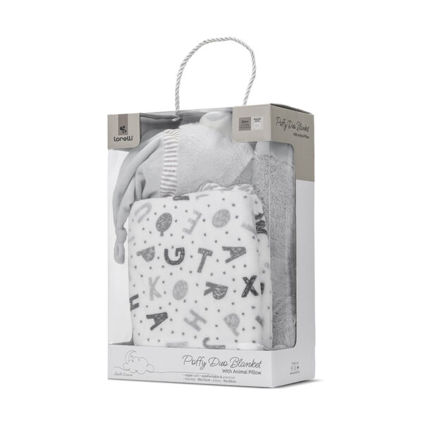 Păturică cu pernuță-animaluț Lorelli POFFY DUO TEDDY BEAR Grey - imagine 5