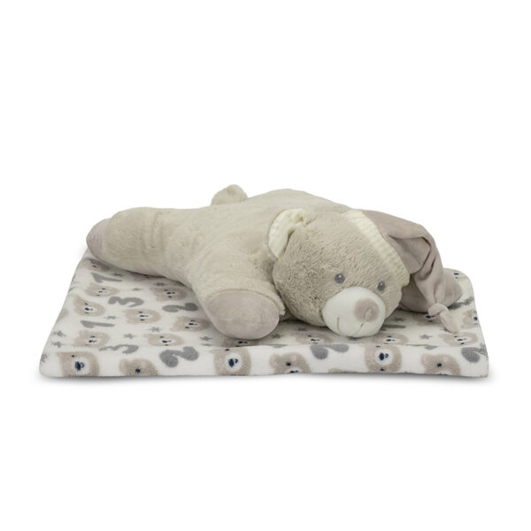 Păturică cu pernuță-animaluț Lorelli POFFY DUO TEDDY BEAR Beige - imagine 2