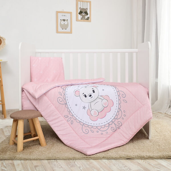 Set lenjerie pat 3 elem. Lorelli COSY LITTLE BEAR Pink - imagine 3