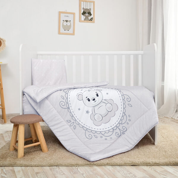 Set lenjerie pat 3 elem. Lorelli COSY LITTLE BEAR Grey - imagine 3