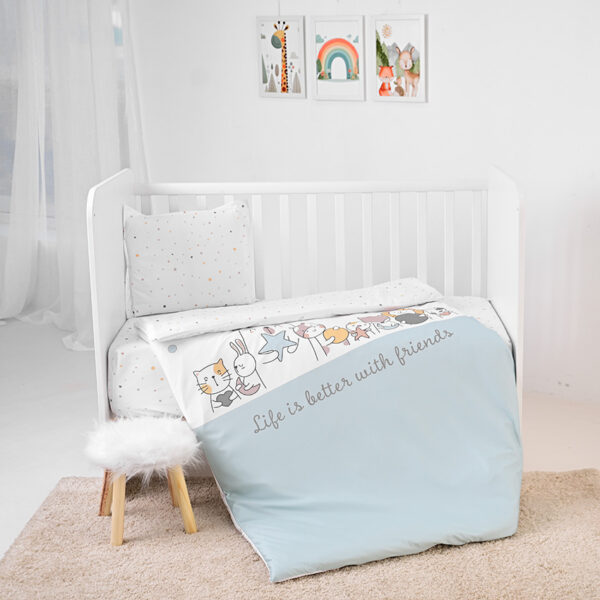 Набор постельного белья 3 эл. Lorelli COSY HAPPY FRIENDS Blue — изображение 3