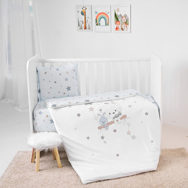 Set lenjerie pat 3 elem. Lorelli COSY BEAR WITH SWING Blue - imagine 3