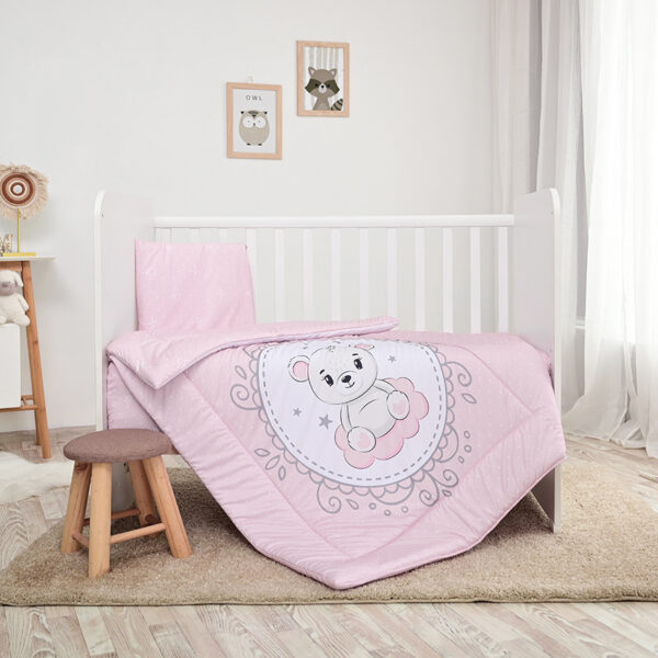 Set lenjerie pat 5 elem. Lorelli COSY LITTLE BEAR Pink - imagine 3