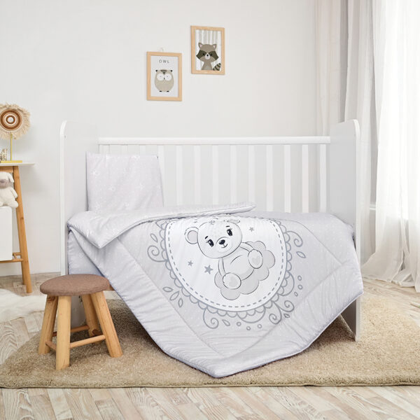 Set lenjerie pat 5 elem. Lorelli COSY LITTLE BEAR Grey - imagine 3