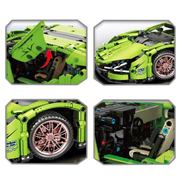 Constructor masina sport Lambo Green, 1073 elem. - imagine 3