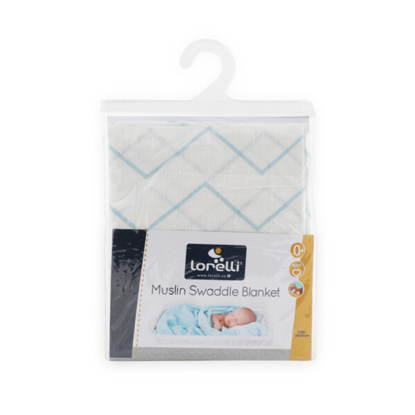Пледик Lorelli Muslin Swaddle Blanket 80x80 cm, Blue Line /10340091905/ - imagine 2