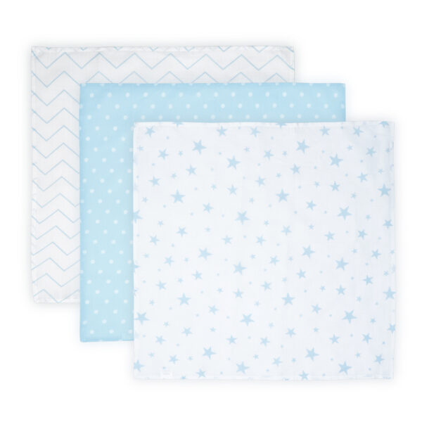 Набор пелёнок 3 шт. Muslin Swaddle Blanket 80x80 cm TRIO, Blue Mix — изображение 2