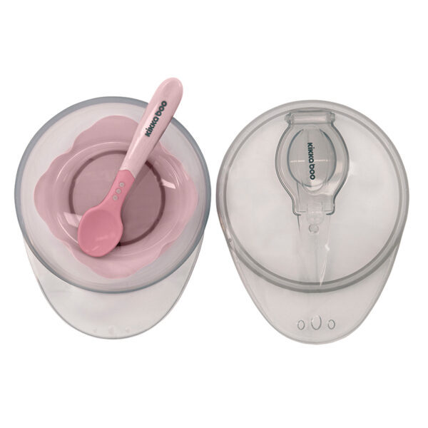 Set castron cu ventuza, capac si lingurita Pink - imagine 3