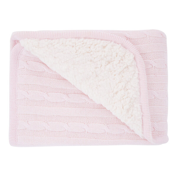 Детский вязаный плед 75*100 см, Sherpa Light Pink — изображение 2