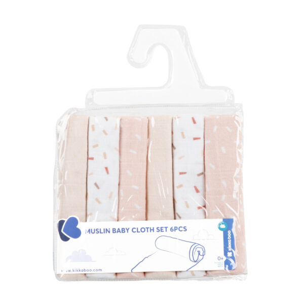 Scutece de muselina, 6 buc. 30x30cm, Kikkaboo  Confetti Pink - imagine 2