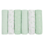 Муслиновые салфетки, 6 шт. 30x30cm, Kikkkaboo Leaves Mint