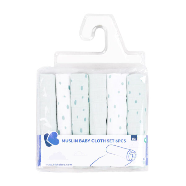 Scutece de muselina, 6 buc. 30x30cm, Kikkaboo Dots Blue - imagine 2