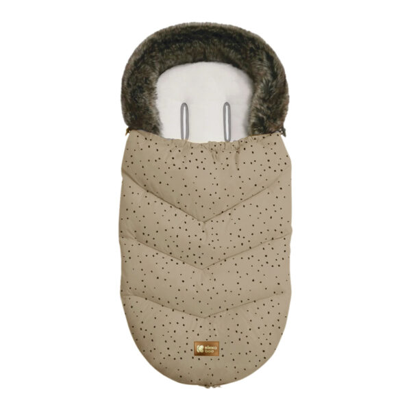 Утеплённый конверт в коляску LUXURY FUR Dots Beige — изображение 2