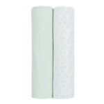 Scutece set 2 museline 80x80 сm Kikkaboo Leaves Mint