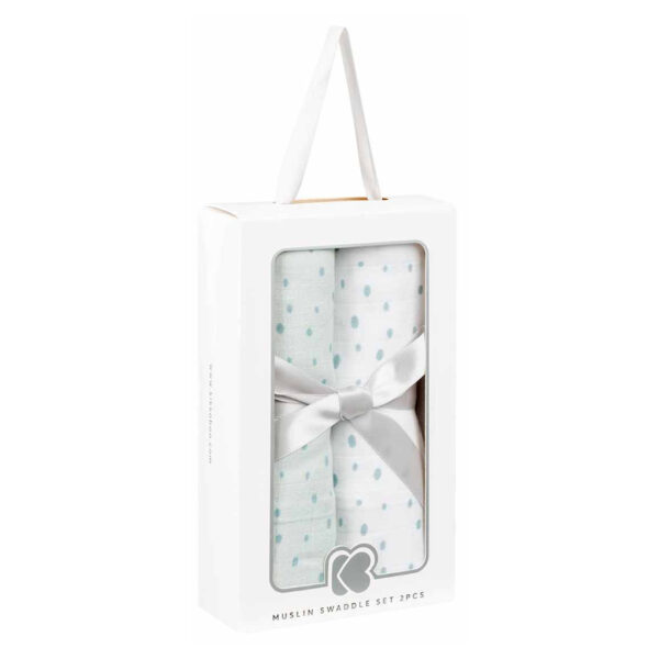 Scutece set 2 museline 80x80 сm Kikkaboo Dots Blue - imagine 2