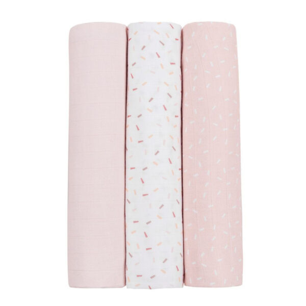 Набор из 3 муслиновых пеленок 100x100 см Kikkaboo Confetti Pink — изображение 2