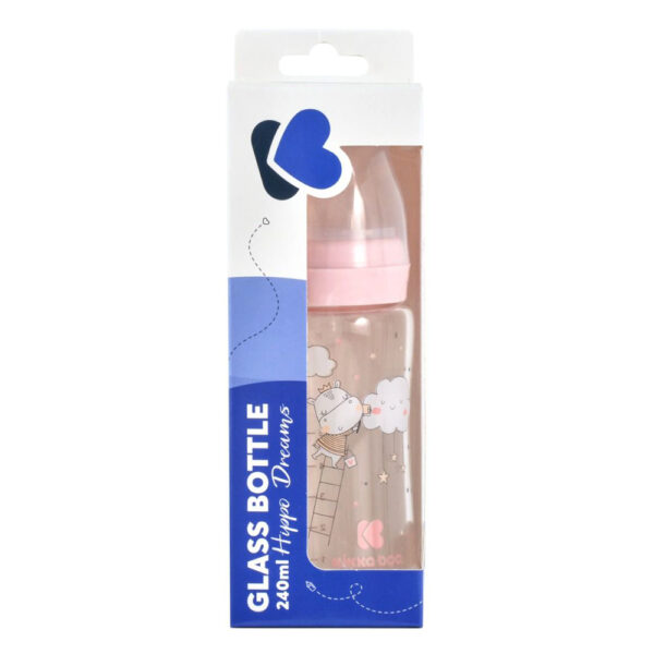 Biberon din sticla 240 ml Hippo Dreams Pink /31302020121/ - imagine 2