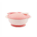 Set castron cu ventuza, capac si lingurita Lorelli BLUSH Pink