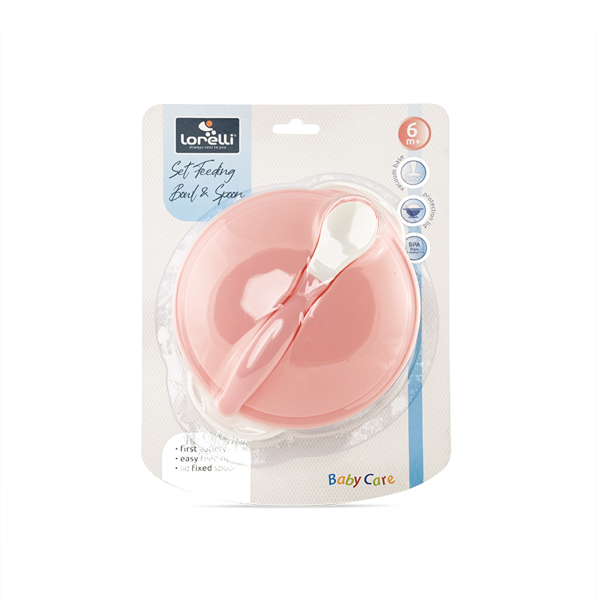 Миска с крышкой и ложкой Lorelli BLUSH Pink - Антошка - товары для детей