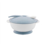 Set castron cu ventuza, capac si lingurita Lorelli MOONLIGHT Blue