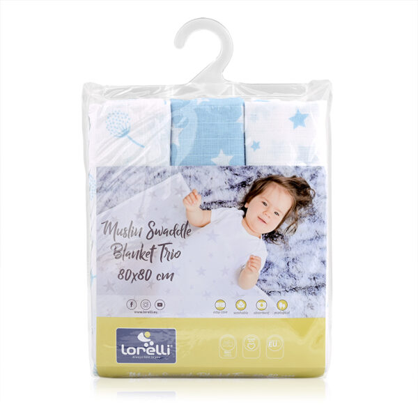 Set 3 scutece din muselin 80x80 cm, Lorelli TRIO Aquatic Mix - imagine 2